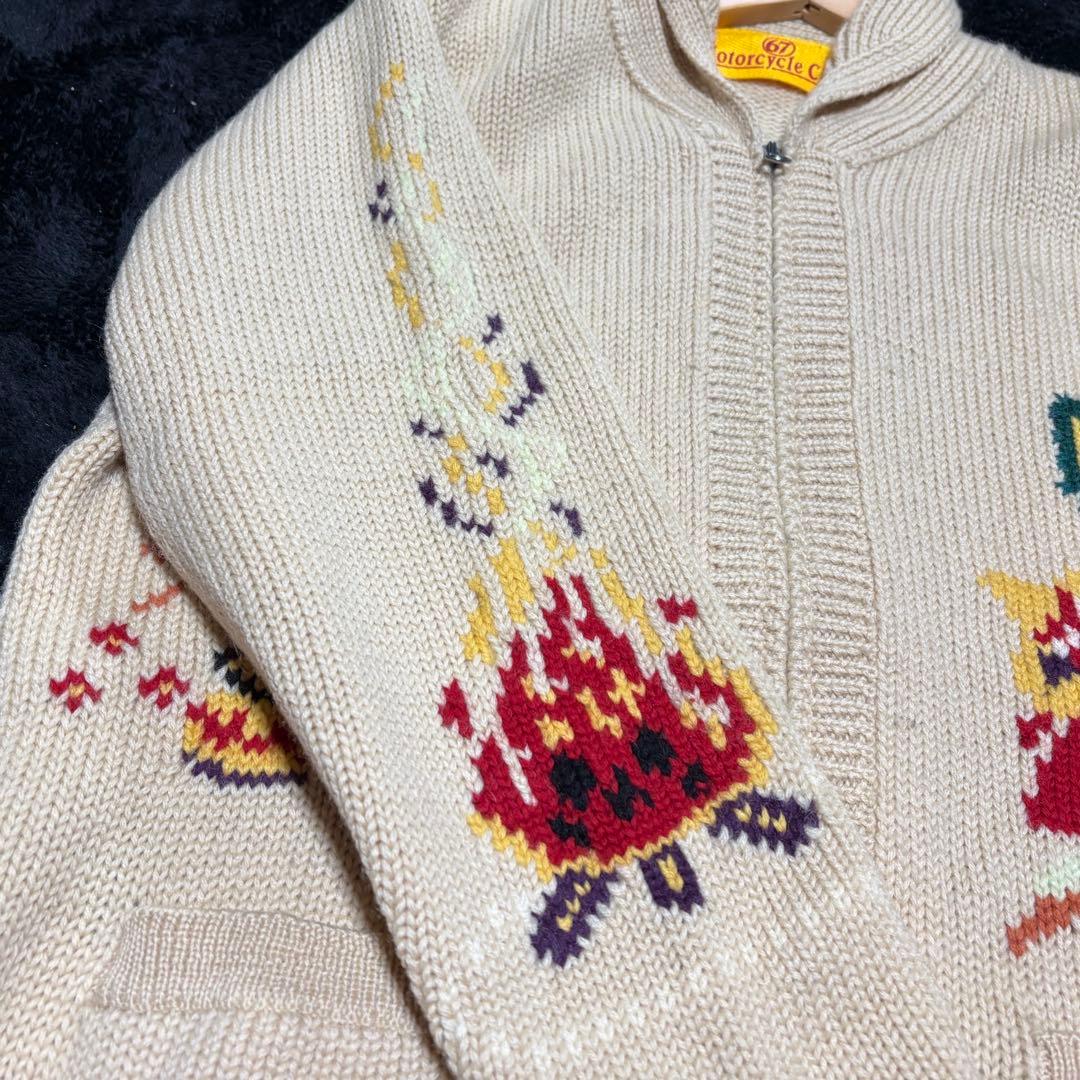 専用67 Motorcycle Club ショールカラージップニットカーディガン