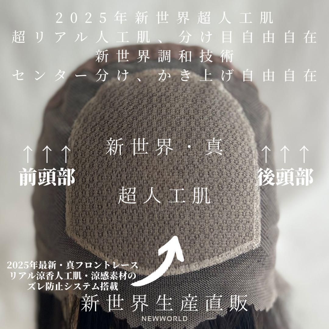 真2025新世界　人毛100%ウィッグ　フルウィッグ　シルクスキン　医療ウィッグ