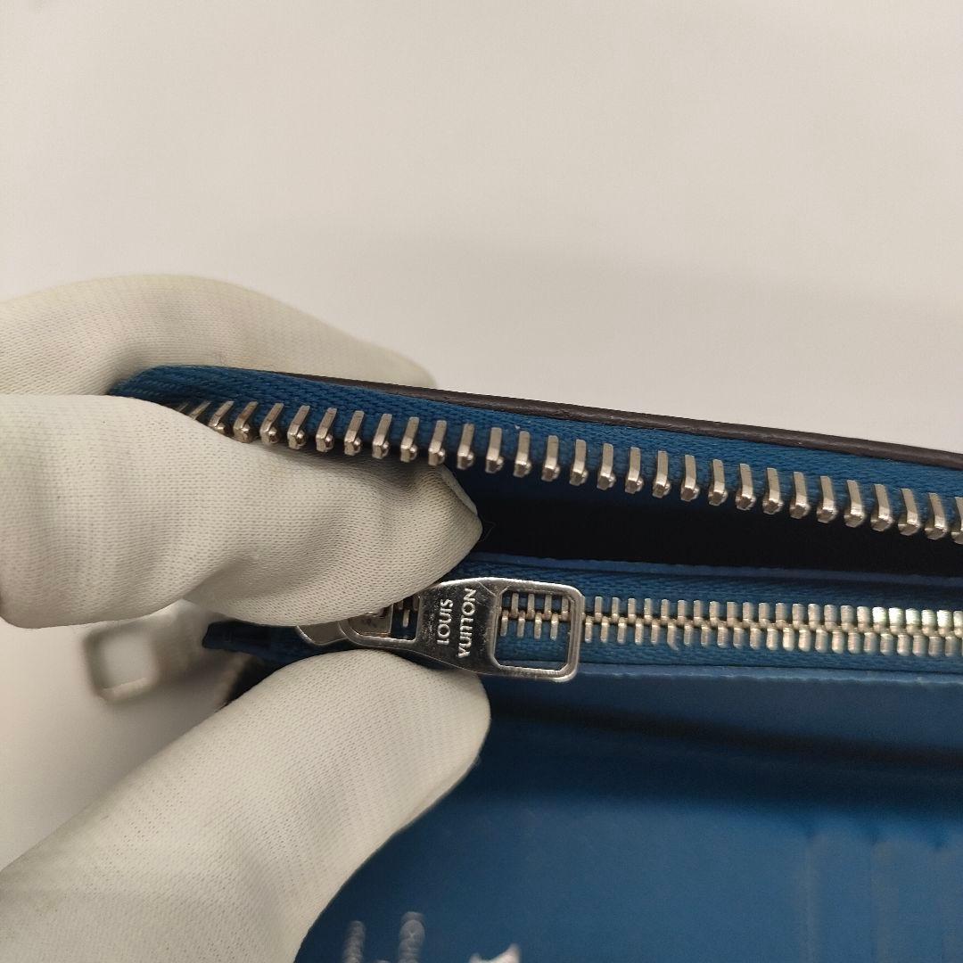 【現行品】ルイヴィトン エピレザー ジッピーウォレット ヴェルティカル ブルー