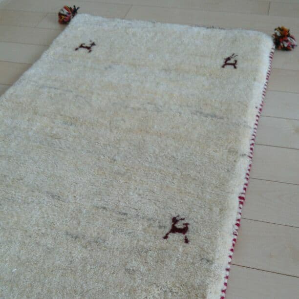 新品未使用 ☆ペルシャ絨毯 ギャッベ 玄関マット 手織り