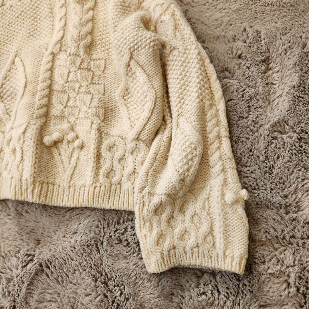 トゥデイフル ケーブル pattern hand knit 白 ニット