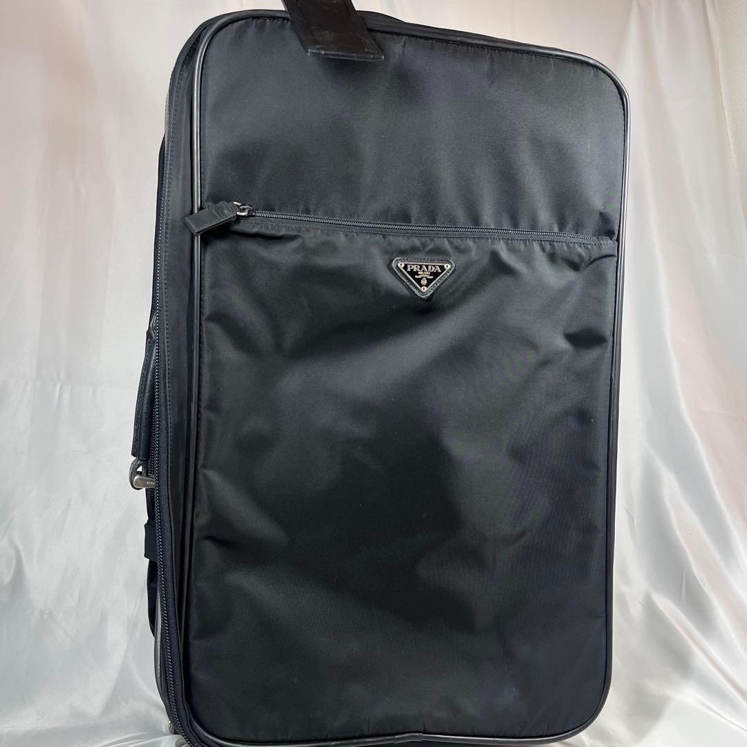 ✨希少✨PRADA プラダ　キャリーケース　ナイロン　レザー　三角ロゴプレート