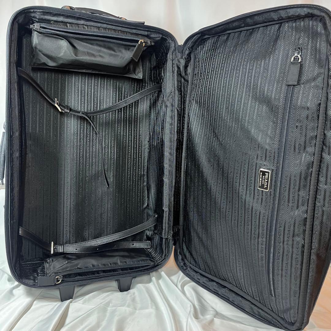 ✨希少✨PRADA プラダ　キャリーケース　ナイロン　レザー　三角ロゴプレート