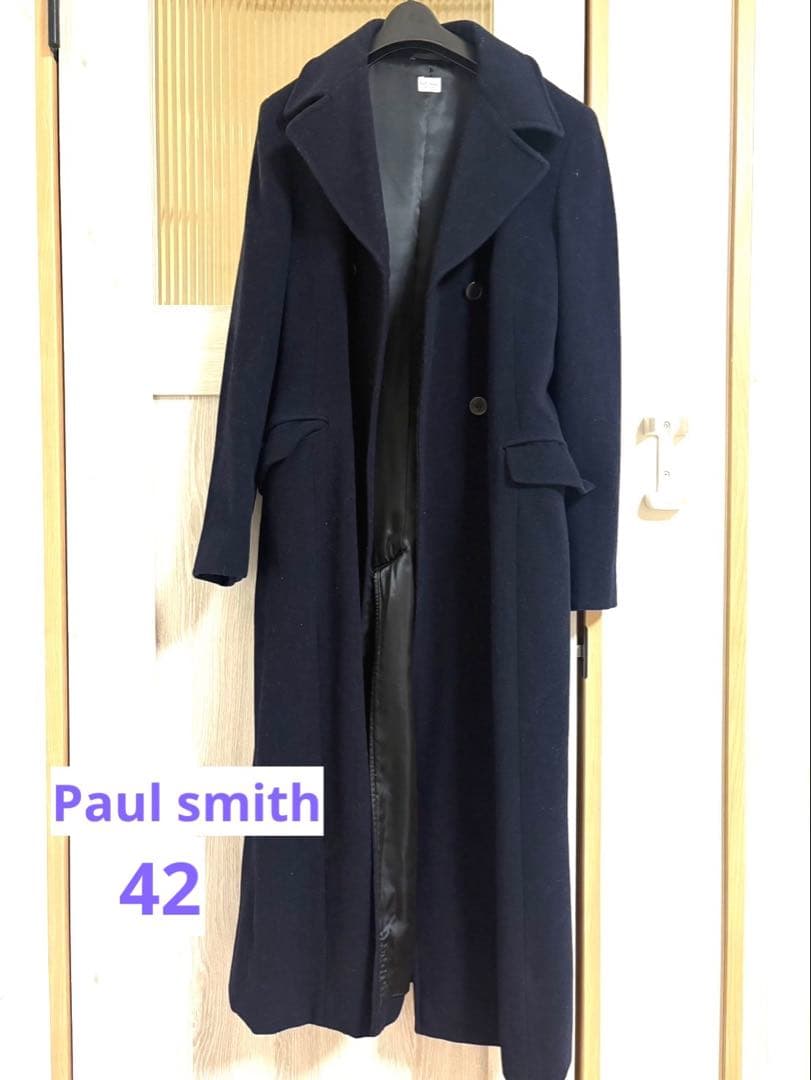 【Paul Smith】ポールスミス　ロングコート　42 Aライン ネイビー