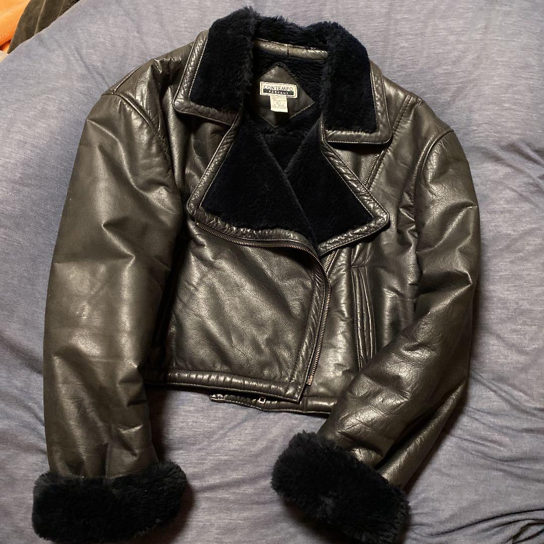 ジャケット・アウター Vintage Leather Boa Short Jacket