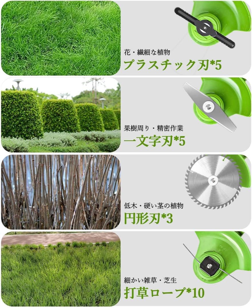 草刈り機 充電式草刈り機 1880W高出力 21V 2*2000mAh大容量