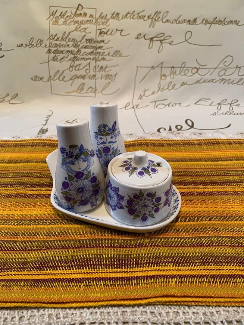 北欧ビンテージ　figgjo フィッギオ　美品Lotte柄の可愛い調味料セット！