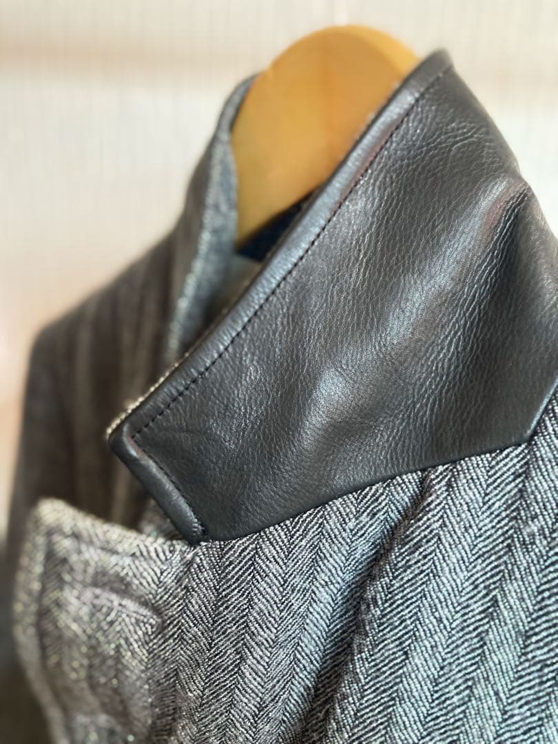 ウールレザージャケット グレー
