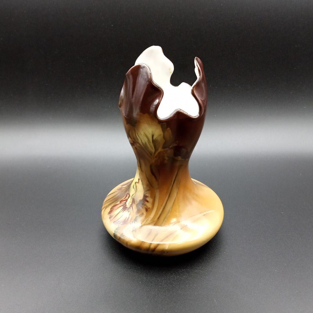 オールドノリタケ 釉下彩 花瓶 メイプルリーフ ルックウッド