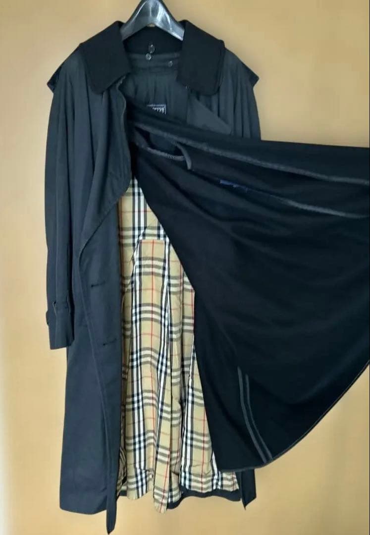 ★バーバリー★メンズブラック ダブルブレスト トレンチコート古着　アメリカ購入品