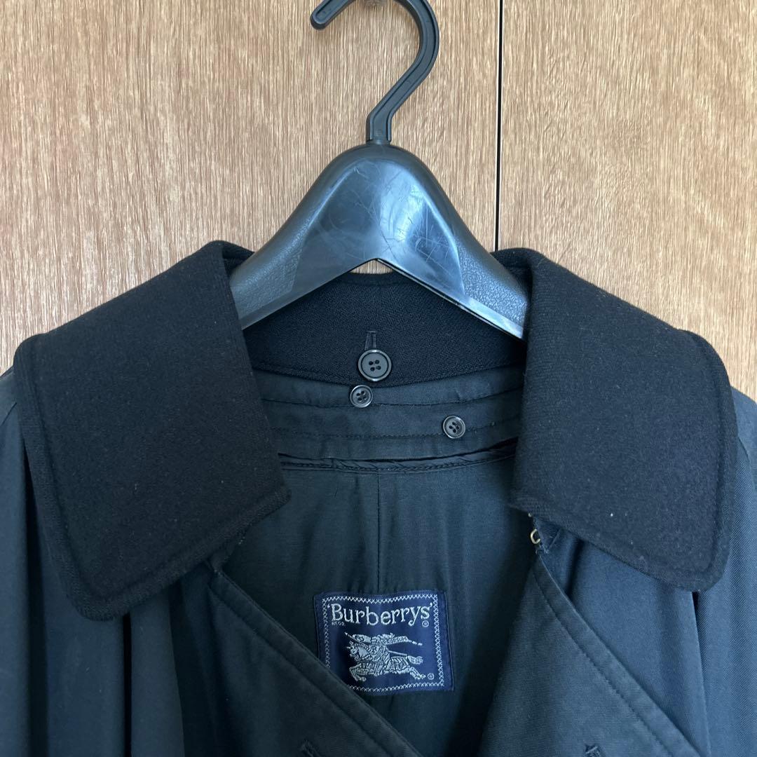 ★バーバリー★メンズブラック ダブルブレスト トレンチコート古着　アメリカ購入品