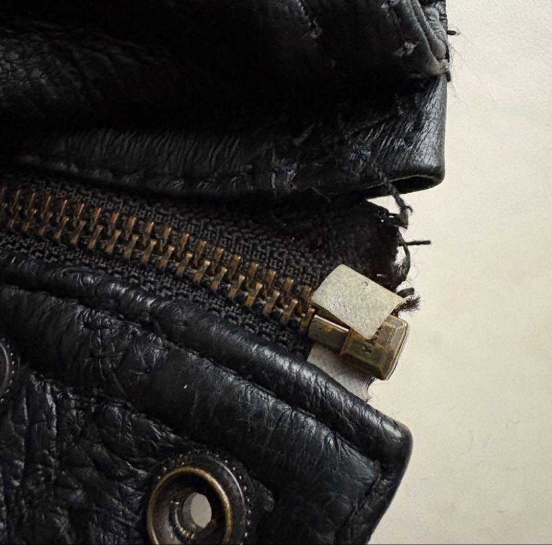 90s vintage レザーパッチワークボンバージャケット 黒My2k