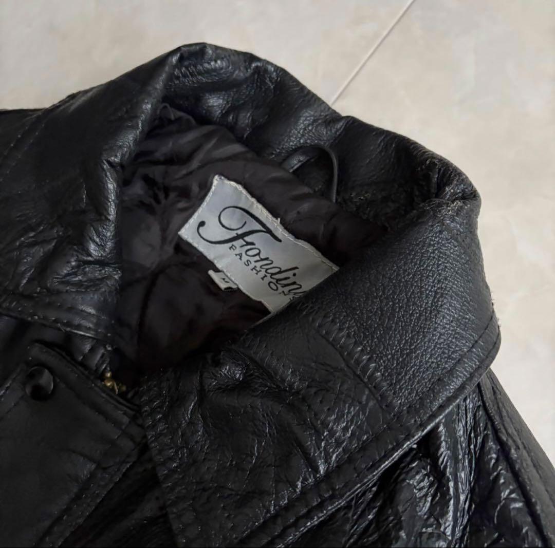 90s vintage レザーパッチワークボンバージャケット 黒My2k