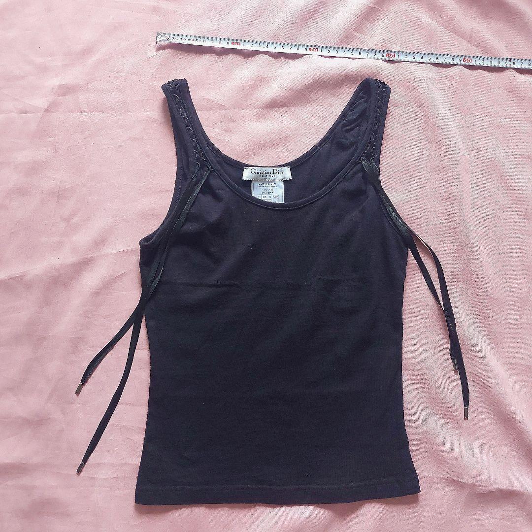 Christian Dior 黒ループリボン タンクトップ キャミソール