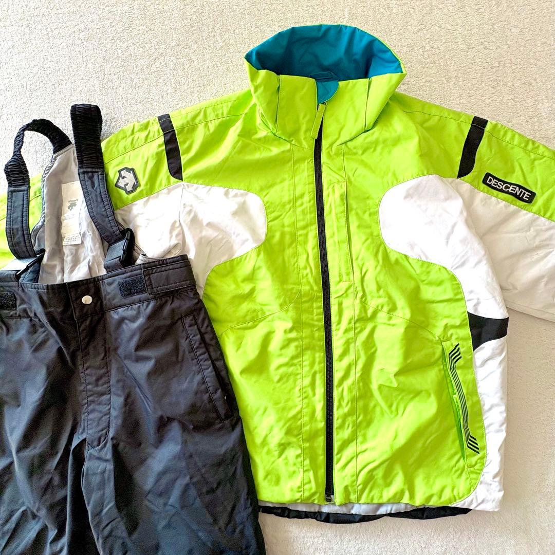 150 デサント　ヒートナビ　スキー　上下　グリーン　ブラック　スノーウェア