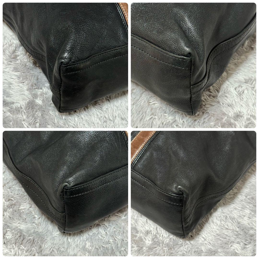 美品★コーチ ハリソン レザー トートバッグ シボ革 メンズ ブラック