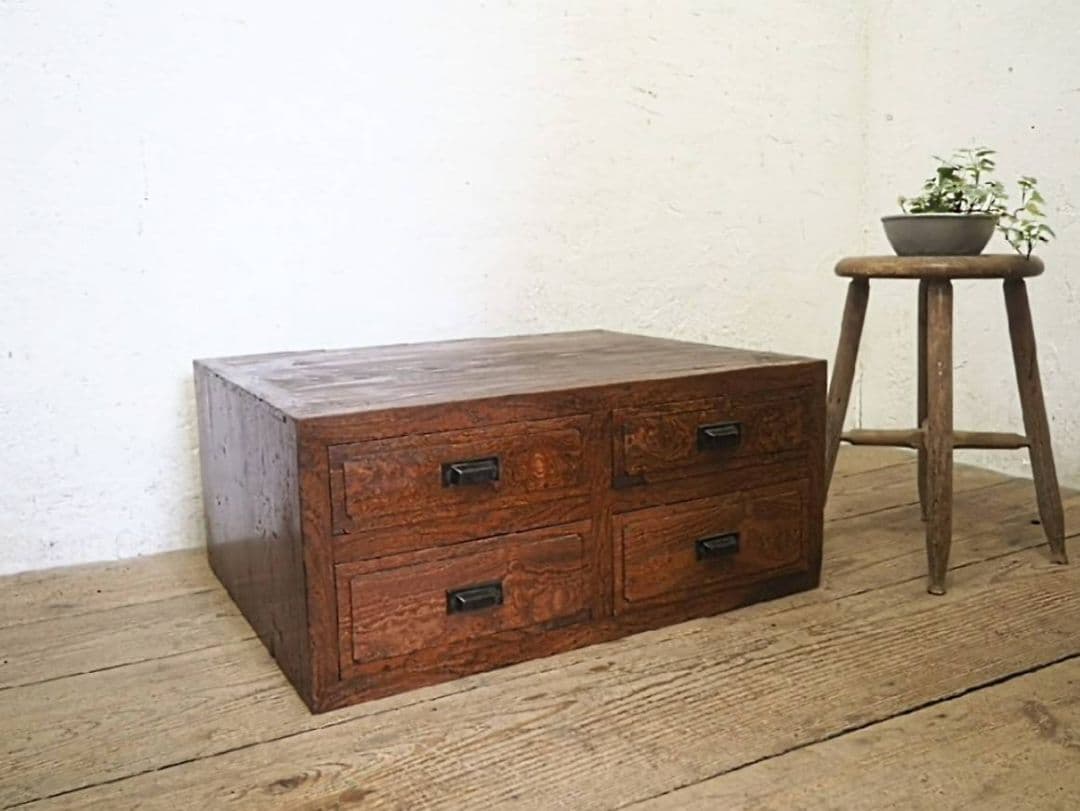 1036 アンティーク　ローボード　引き出し　収納棚　展示台　ローテーブル