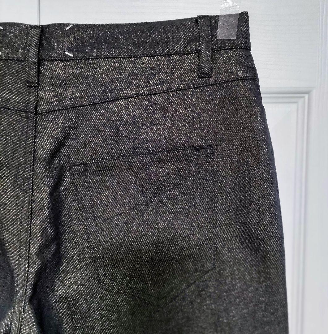 未着用 マルジェラ シャイニー デニムパンツ 黒✕金 ロールアップ size４０