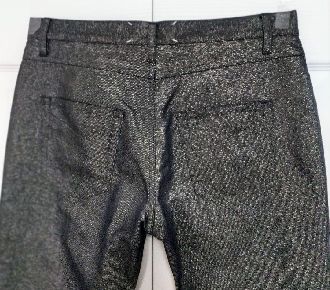 未着用 マルジェラ シャイニー デニムパンツ 黒✕金 ロールアップ size４０