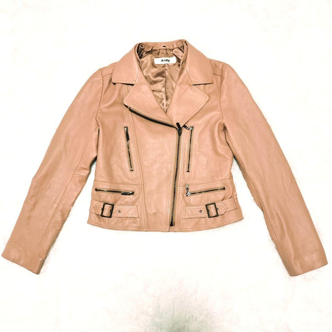 Andy イタリア製 ラムレザー ライダースジャケット フォックスファー付き