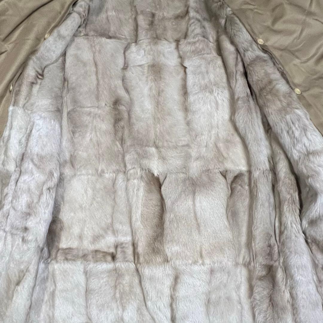 極美品カネボウ・シルク100%毛皮ミンクベスト型ライナートレンチコート日本製9号