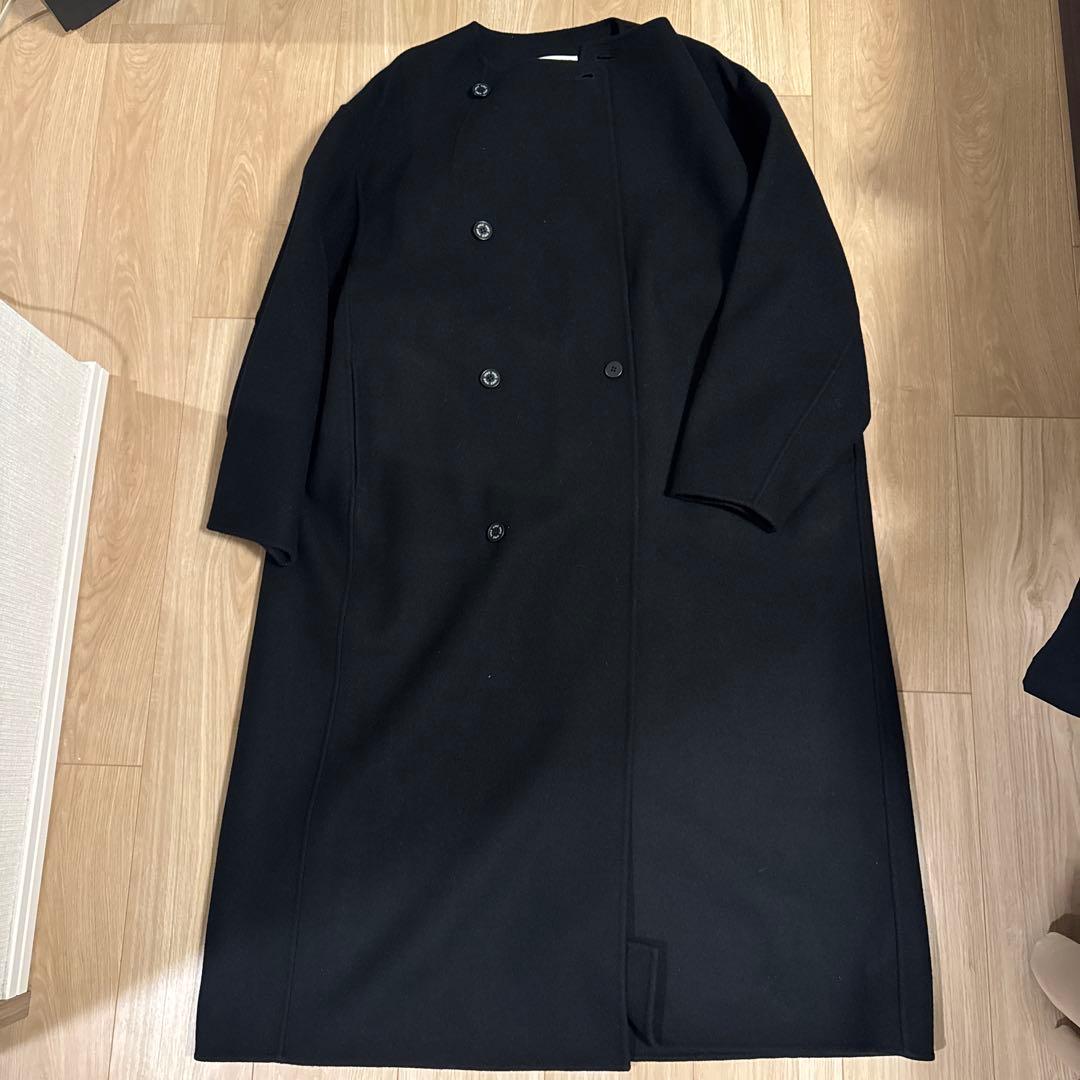 HYKE ダブルブレスト ロングコート 1 ブラック