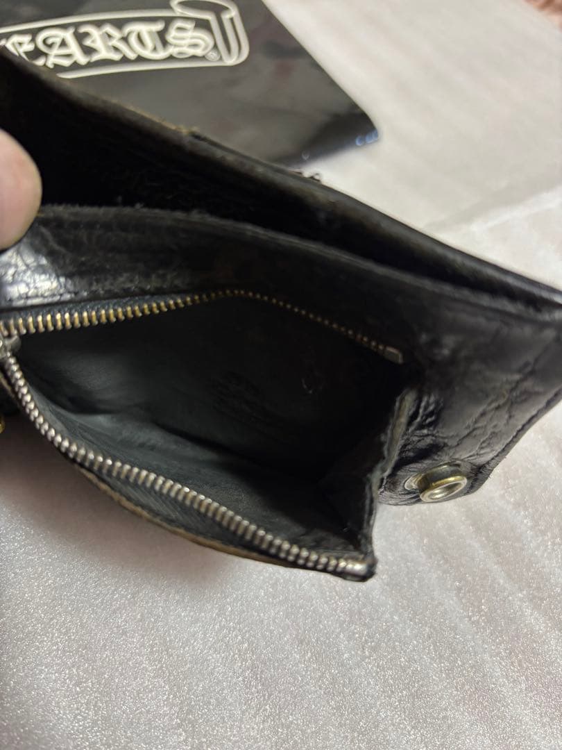 【確実正規品】Chrome Hearts ブラックレザー二つ折り財布　格安出品