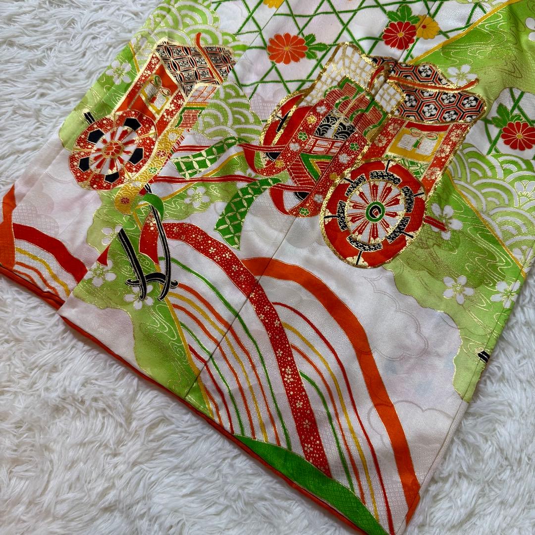 七五三　7歳　女の子　フルセット　正絹　澤村屋　緑　着物　箱せこ