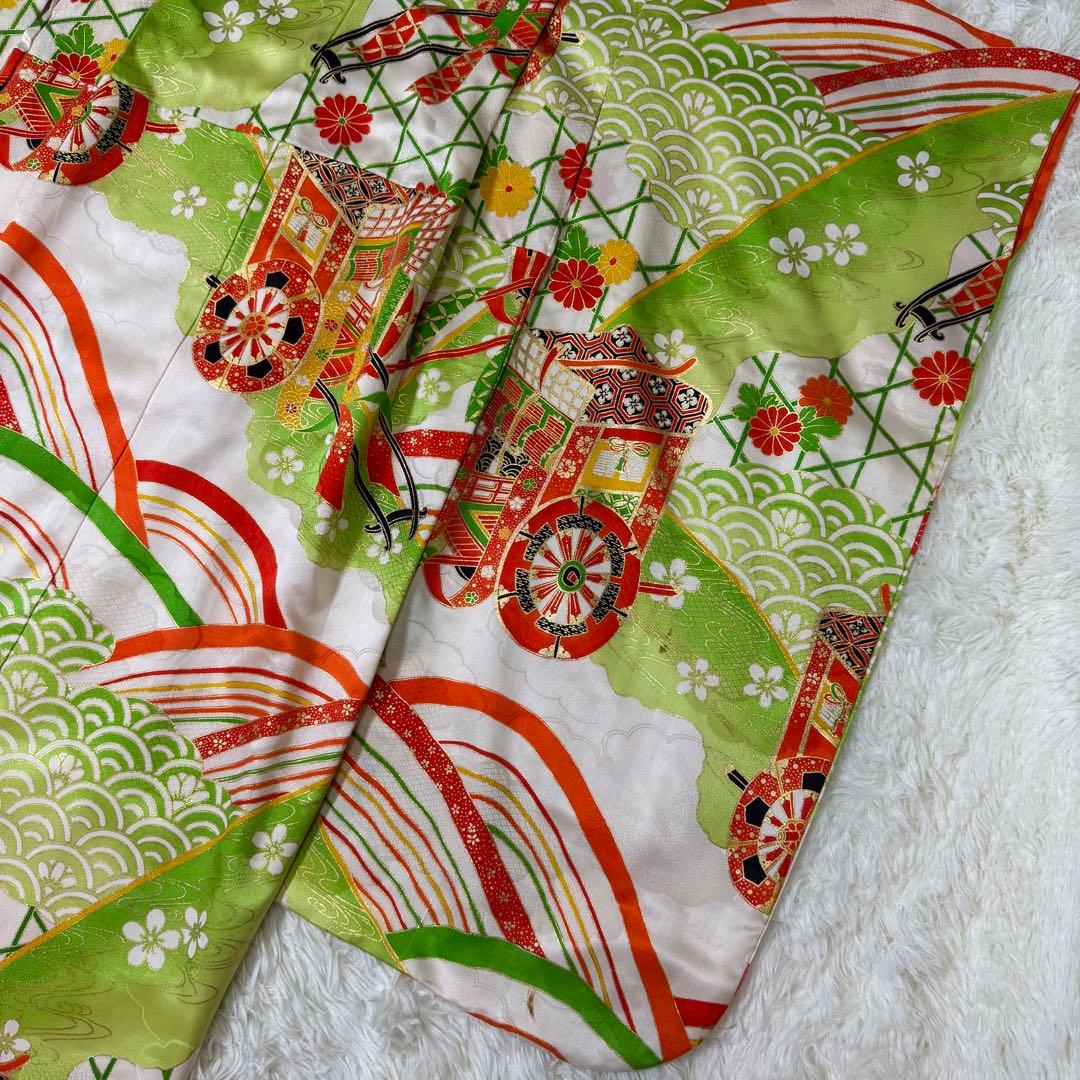 七五三　7歳　女の子　フルセット　正絹　澤村屋　緑　着物　箱せこ