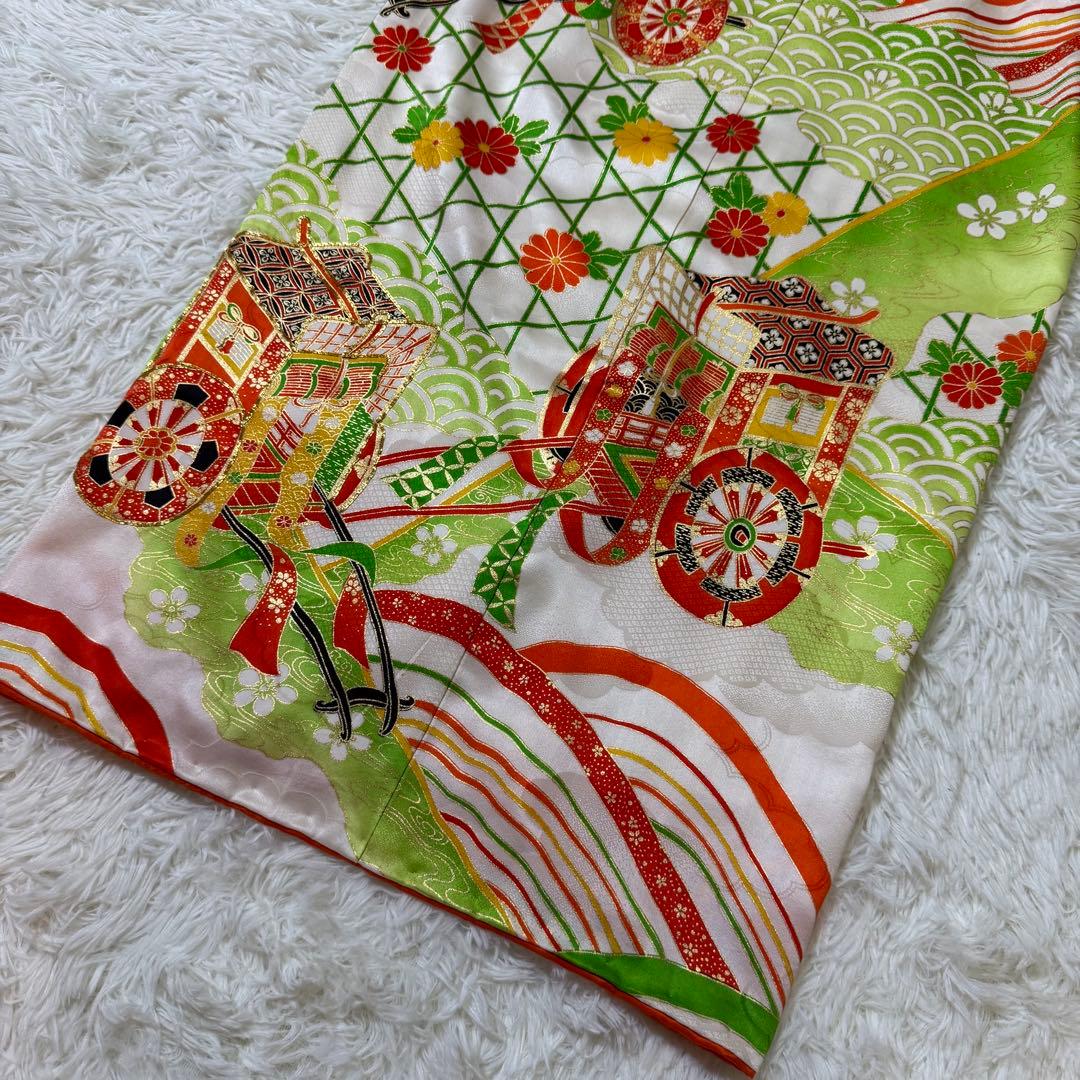 七五三　7歳　女の子　フルセット　正絹　澤村屋　緑　着物　箱せこ