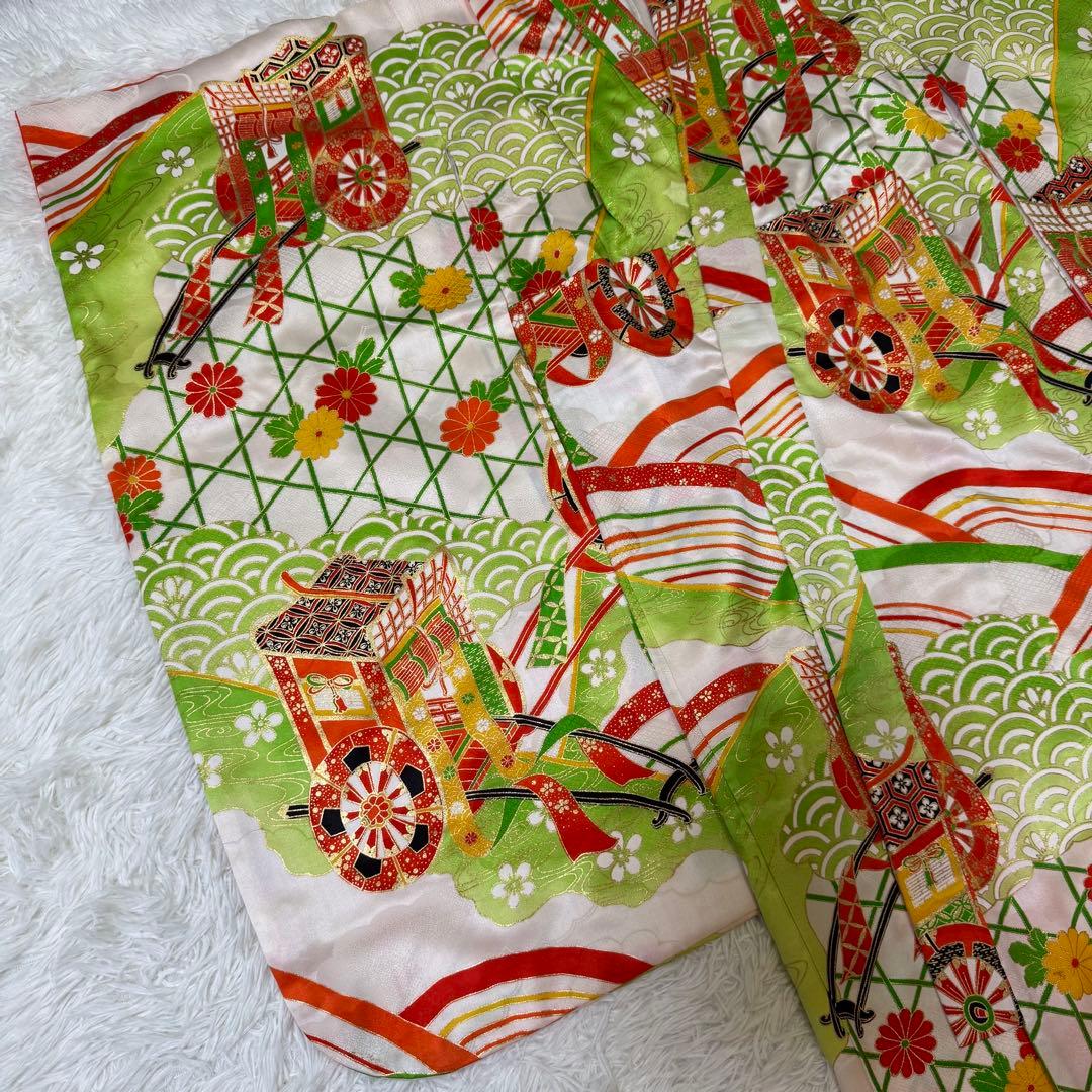 七五三　7歳　女の子　フルセット　正絹　澤村屋　緑　着物　箱せこ