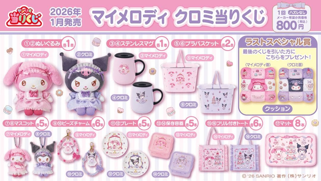 【1ロット】サンリオ　マイメロディ　クロミ　当りくじ