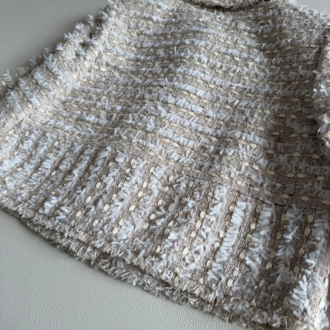 美品　フォクシー　ツイードジャケット　ピンクベージュ　38