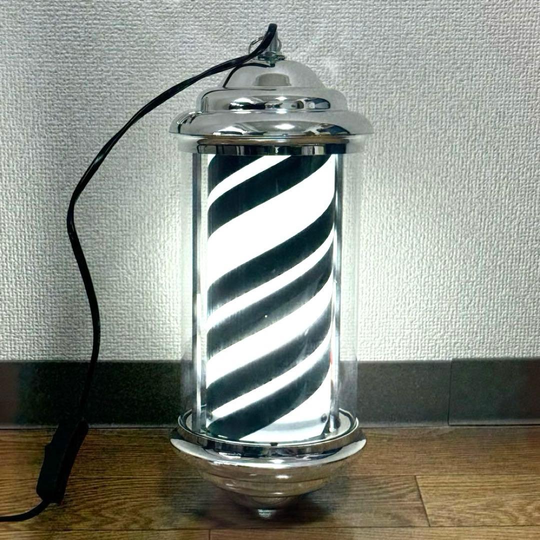 新品 特注 ブラック＆ホワイト 黒白 ミニサインポール 屋内用 理容室 バーバー