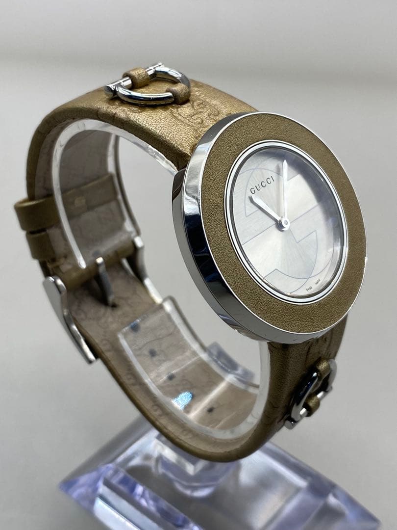 GUCCI ゴールドレザー 129.4 レディース腕時計