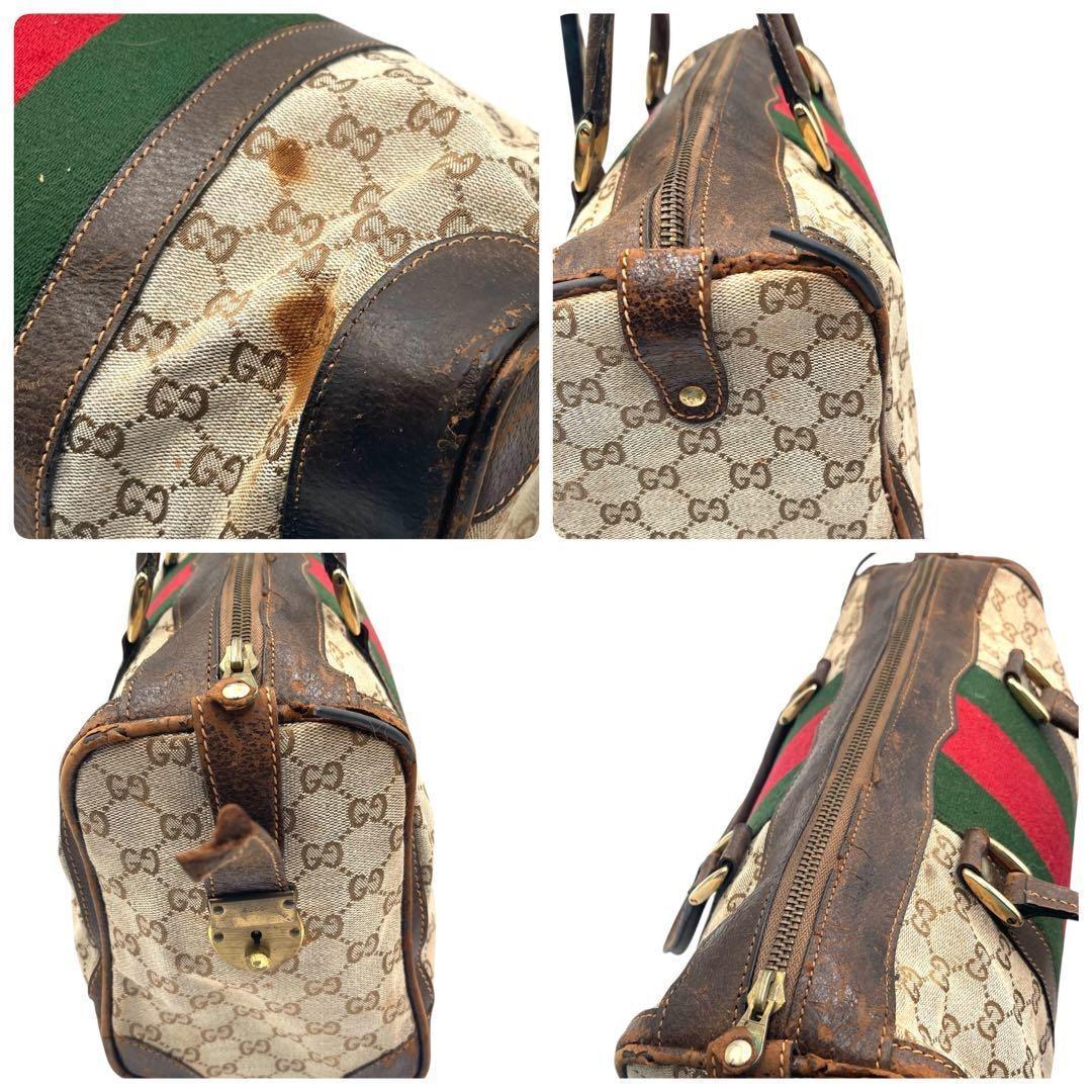 グッチ ミニボストンバッグ GGキャンバス シェリーライン