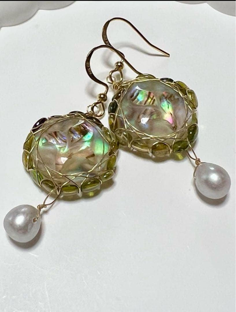 R✴︎H❤️ パイライト　原石　ゴールデン　ヘマタイト　14kgfピアス