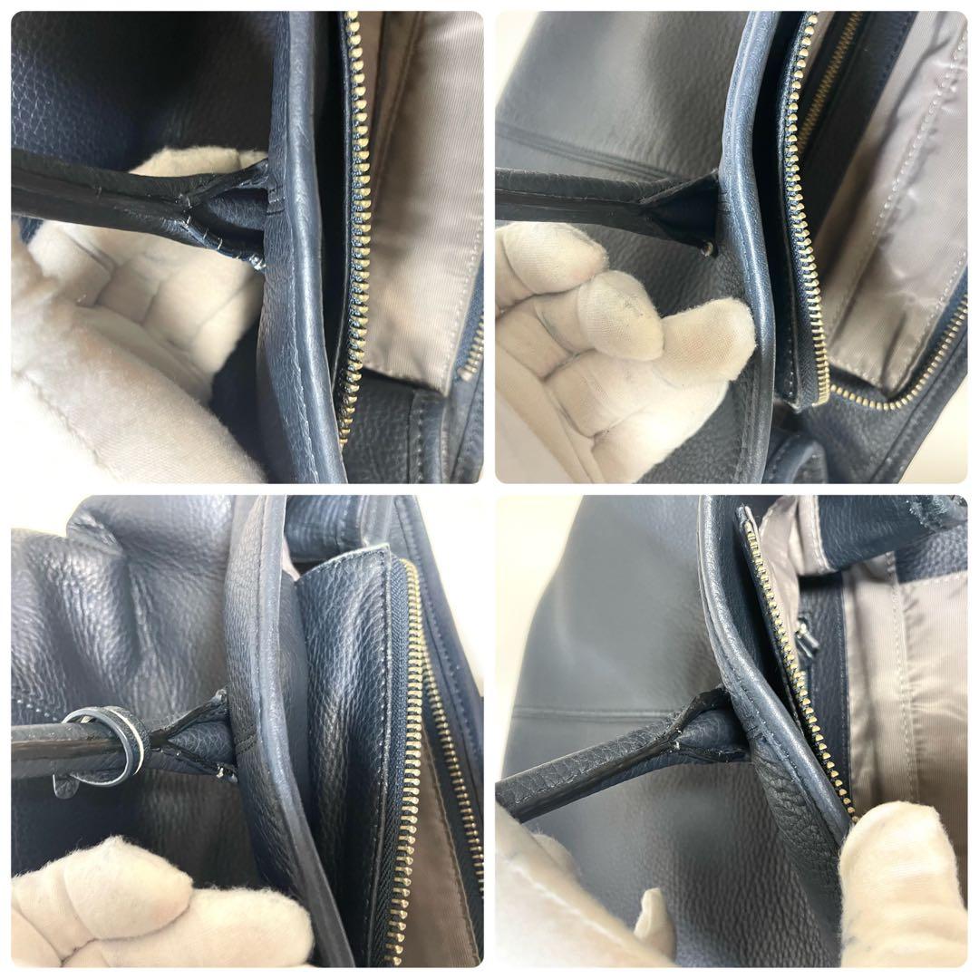 BARNEYS NEW YORKトートバッグ 大容量 A4 PC レザー 紺