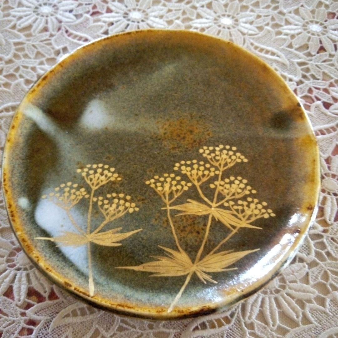 特選たち吉　青嵐　金銀彩草花　銘々皿　陶芸作家　安田道雄　食器　皿　五枚セット