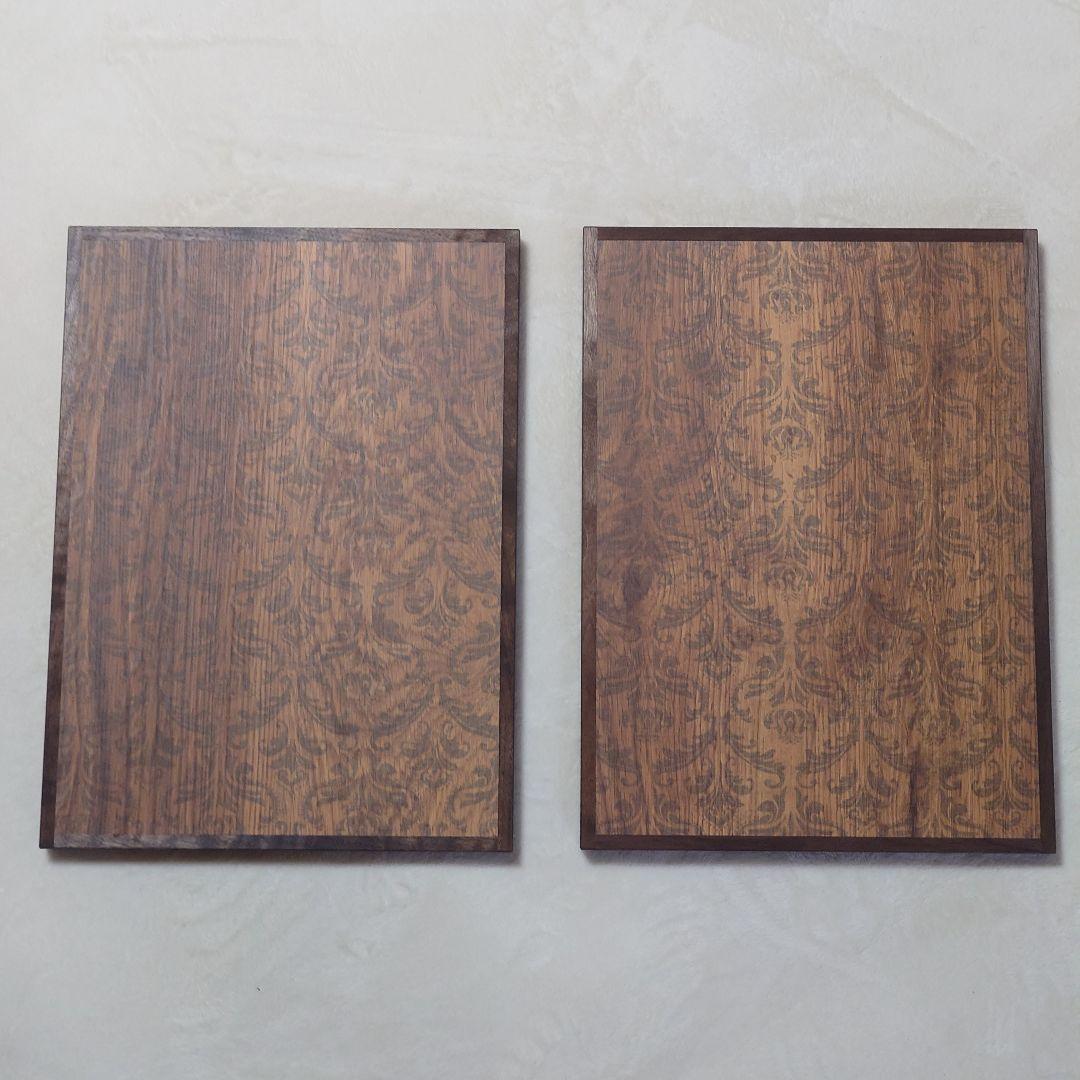 【新品未使用】 シェルフコンテナ 25 スライド式天板 ２個 木目調 ダマスク柄