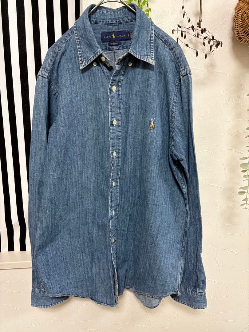 Ralph Lauren デニムシャツ クラシックフィット　人気のマルチポニー