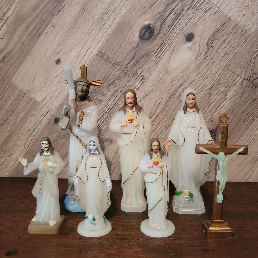 宗教的置物 セット キリスト教の聖人像　蓄光タイプ
