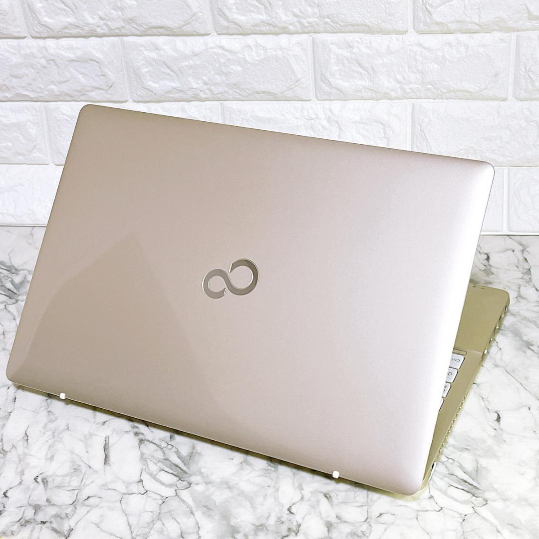 超美品ゴールド✨爆速SSD薄型ノートパソコン✨Windows11✨カメラオフィス