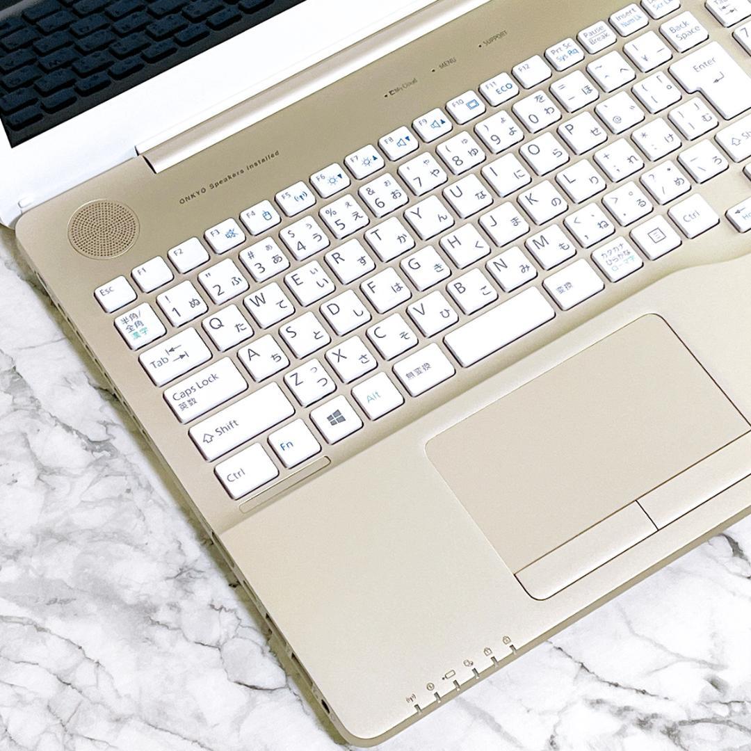 超美品ゴールド✨爆速SSD薄型ノートパソコン✨Windows11✨カメラオフィス