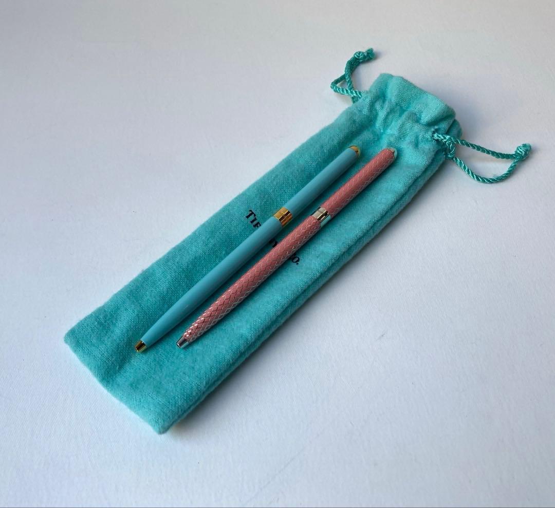 ティファニー　ブルーエナメル　ピンク　細身　ボールペン　2本おまとめ　Ag925