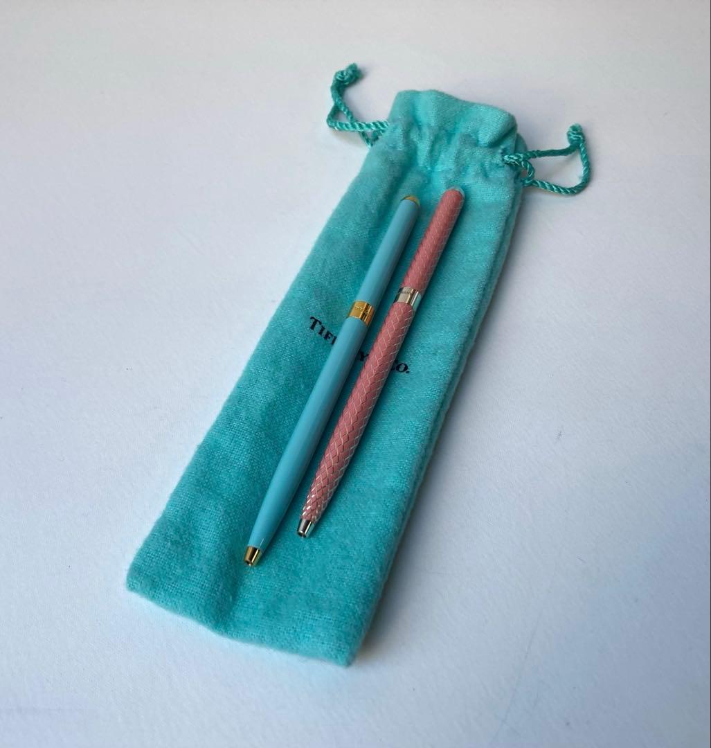 ティファニー　ブルーエナメル　ピンク　細身　ボールペン　2本おまとめ　Ag925