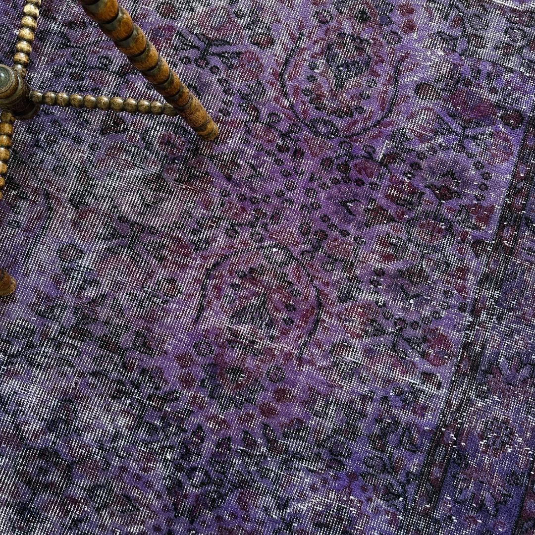 トルコ ヴィンテージラグ A127超大判 バイオレット パープル オーバーダイ