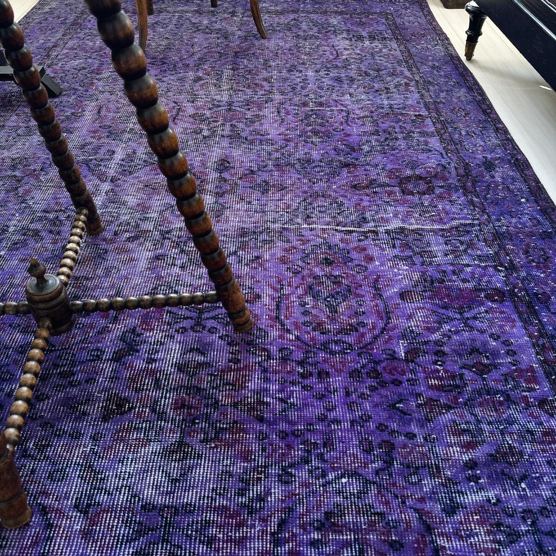 トルコ ヴィンテージラグ A127超大判 バイオレット パープル オーバーダイ