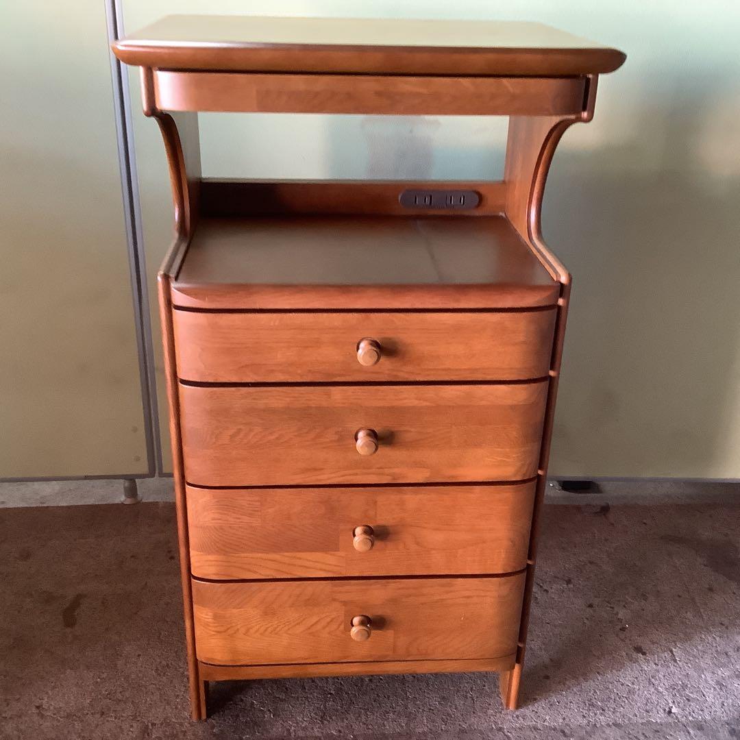 【値下げ！】maruni ナチュラルウッド 電話台 4段引き出し+上部1引き出し