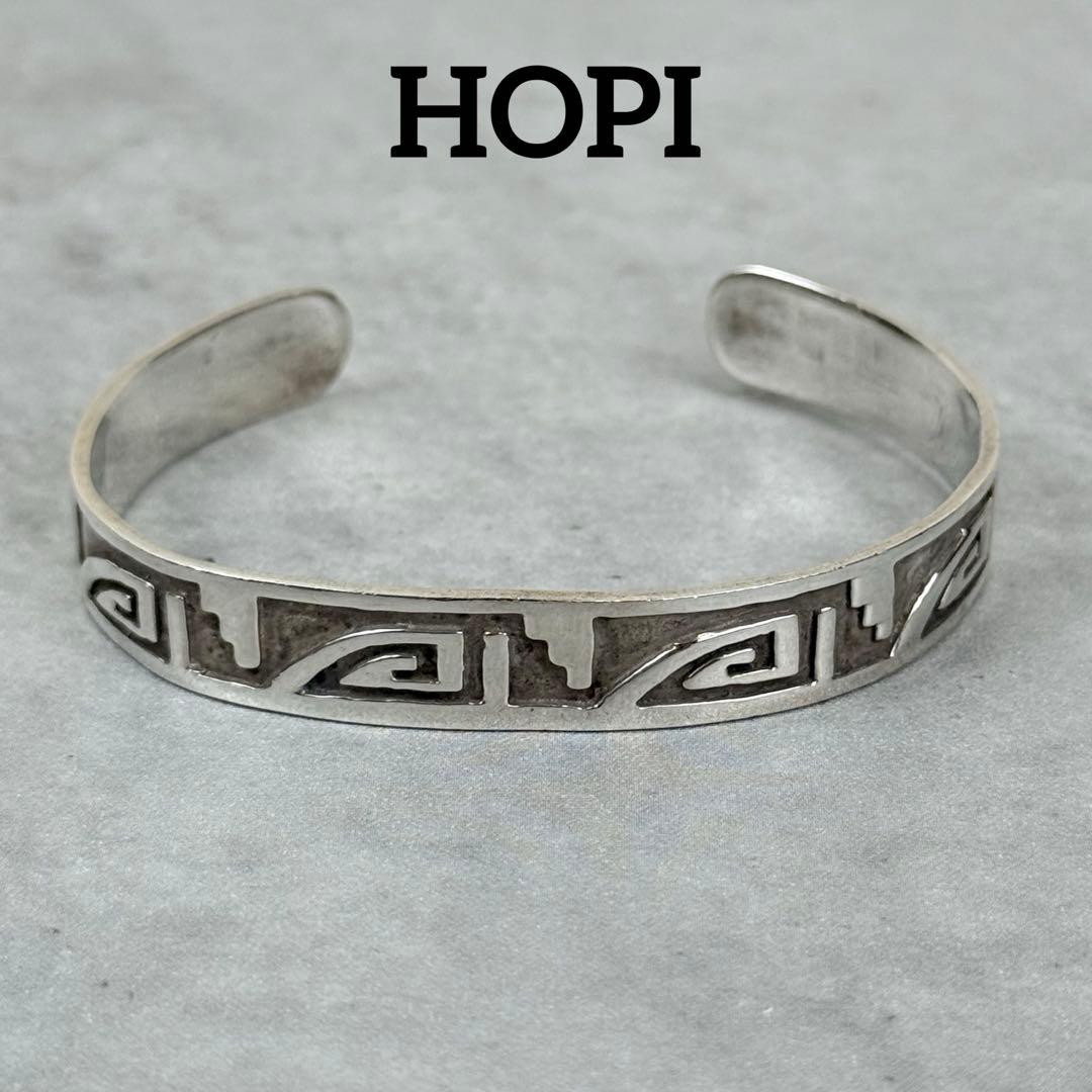HOPI ホピ族 オーバーレイ シルバーバングル ウェーブデザイン
